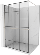Mexen Kioto+ Walk-in Shower Wall with Shelf 100 x 200 cm, Black Pattern, Brushed Nickel - 800-100-121-97-78