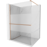 Mexen Kioto+ Walk-in Shower Panel with Shelf 110 x 200 cm, Transparent/Frosted, Brushed Copper - 800-110-121-65-35