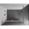 Mexen Kioto+ 140 x 200 cm Walk-in Shower Wall with Shelf, Transparent/Frosted, Brushed Copper - 800-140-121-65-35