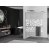 Mexen Kioto+ shower panel with Walk-in shelf 100 x 200 cm, white pattern, gun gray brushed - 800-100-121-66-85