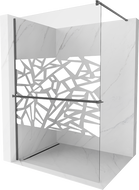 Mexen Kioto+ Walk-in Shower Wall with Shelf 130 x 200 cm, white pattern, gun gray brushed - 800-130-121-66-85