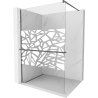 Mexen Kioto+ Shower Wall with Walk-in Shelf 130 x 200 cm, White Pattern, Gun Metal - 800-130-121-95-85