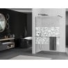 Mexen Kioto+ Walk-in Shower Wall with Shelf 140 x 200 cm, White Pattern, Gun Metal - 800-140-121-95-85