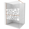 Mexen Kioto+ Walk-in Shower Wall with Shelf 90 x 200 cm, White Pattern, Brushed Copper - 800-090-121-65-85