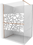 Mexen Kioto+ Shower Wall with a Walk-in Shelf 110 x 200 cm, White Pattern, Brushed Copper - 800-110-121-65-85