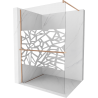Mexen Kioto+ Walk-in Shower Panel with Shelf 140 x 200 cm, White Pattern, Brushed Copper - 800-140-121-65-85