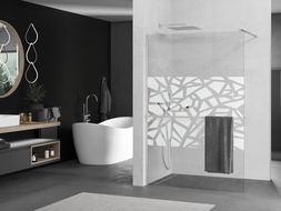 Mexen Kioto+ Shower Wall with Walk-in Shelf 70 x 200 cm, White Pattern, Brushed Nickel - 800-070-121-97-85