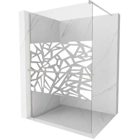 Mexen Kioto+ Shower Wall with Walk-in Shelf 70 x 200 cm, White Pattern, Brushed Nickel - 800-070-121-97-85
