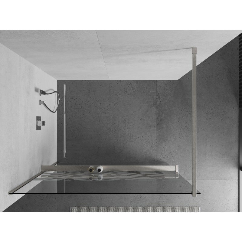 Mexen Kioto+ Shower Panel with Shelf Walk-in 80 x 200 cm, white pattern, brushed nickel - 800-080-121-97-85