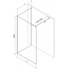 Mexen Kioto Walk-in Shower Wall 120 x 80 cm, Black Frame, White - 800-120-212-20-70-080