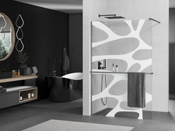 Mexen Kioto+ Walk-in Shower Wall with Shelf 80 x 200 cm, White Pattern, Gun Metal - 800-080-121-95-97