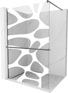 Mexen Kioto+ Walk-in Shower Screen with Shelf 100 x 200 cm, White Pattern, Gun Metal - 800-100-121-95-97