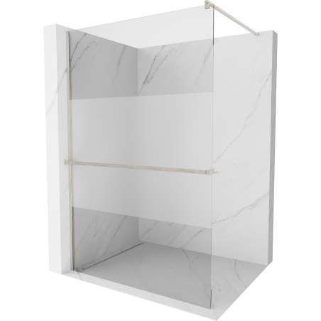 Mexen Kioto+ shower wall with shelf Walk-in 130 x 200 cm, transparent/frosted, brushed nickel - 800-130-121-97-35