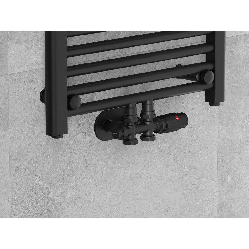 Mexen Uni-Term radiator valve angular/straight, Duplex, DN50, black - W908-000-70