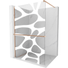 Mexen Kioto+ shower wall with shelf Walk-in 140 x 200 cm, white wave, brushed copper - 800-140-121-65-97