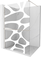 Mexen Kioto+ Walk-in shower wall with shelf 100 x 200 cm, white wave, brushed nickel - 800-100-121-97-97