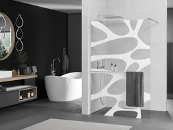 Mexen Kioto+ Walk-in Shower Panel 130 x 200 cm, White Pattern, Brushed Nickel - 800-130-121-97-97