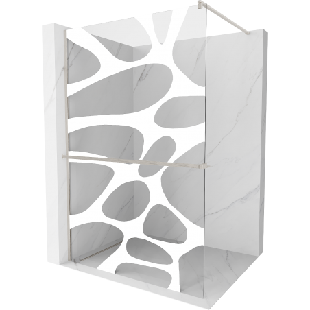 Mexen Kioto+ shower wall with Walk-in shelf 130 x 200 cm, white wave, brushed nickel - 800-130-121-97-97