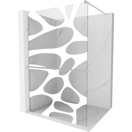 Mexen Kioto+ shower wall with Walk-in shelf 140 x 200 cm, white wave, brushed nickel - 800-140-121-97-97
