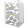 Mexen Kioto+ Shower Wall with Walk-in Shelf 70 x 200 cm, White Pattern, Brushed Gold - 800-070-121-55-97