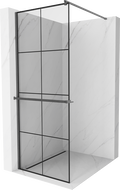 Mexen Kioto+ shower wall with shelf Walk-in 70 x 200 cm, black grid, gun gray brushed - 800-070-121-66-77
