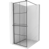 Mexen Kioto+ shower wall with shelf Walk-in 80 x 200 cm, black grid, gun gray brushed - 800-080-121-66-77