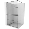 Mexen Kioto+ shower wall with shelf Walk-in 120 x 200 cm, black grid, brushed gun gray - 800-120-121-66-77