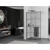 Mexen Kioto+ shower wall with shelf Walk-in 120 x 200 cm, black grid, brushed gun gray - 800-120-121-66-77