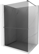 Mexen Kioto+ shower wall with Walk-in shelf 70 x 200 cm, graphite, gun gray brushed - 800-070-121-66-40