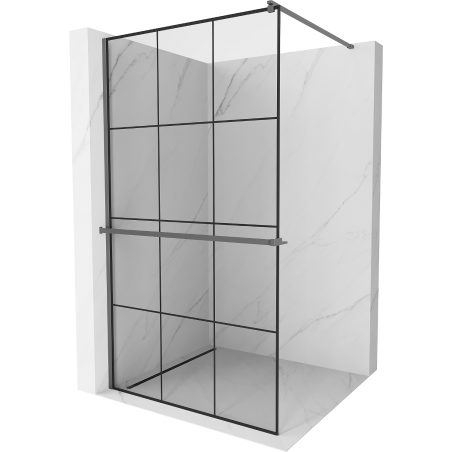 Mexen Kioto+ Walk-in Shower Wall with Shelf 120 x 200 cm, Black Pattern, Gun Metal - 800-120-121-95-77