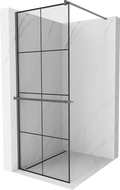 Mexen Kioto+ shower wall with shelf Walk-in 80 x 200 cm, black grid, gun metal - 800-080-121-95-77