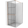 Mexen Kioto+ Walk-in Shower Screen with Shelf 90 x 200 cm, Black Pattern, Brushed Bronze - 800-090-121-65-77