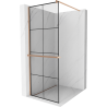 Mexen Kioto+ shower wall with shelf Walk-in 80 x 200 cm, black grid, brushed copper - 800-080-121-65-77