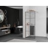 Mexen Kioto+ shower wall with shelf Walk-in 80 x 200 cm, black grid, brushed copper - 800-080-121-65-77