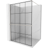 Mexen Kioto+ Walk-in Shower Screen with Shelf 140 x 200 cm, Black Pattern, Brushed Nickel - 800-140-121-97-77