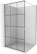 Mexen Kioto+ shower wall with shelf Walk-in 110 x 200 cm, black grid, brushed nickel - 800-110-121-97-77
