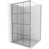 Mexen Kioto+ walk-in shower wall with shelf 100 x 200 cm, black grid, brushed nickel - 800-100-121-97-77