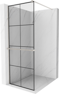 Mexen Kioto+ Walk-in Shower Wall with Shelf 90 x 200 cm, Black Grid, Brushed Nickel - 800-090-121-97-77