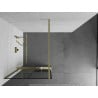 Mexen Kioto+ shower wall with shelf Walk-in 70 x 200 cm, black grid, brushed gold - 800-070-121-55-77