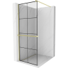 Mexen Kioto+ shower wall with shelf Walk-in 70 x 200 cm, black grid, brushed gold - 800-070-121-55-77