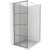 Mexen Kioto+ Shower Screen with Walk-in Shelf 90 x 200 cm, Black Pattern, Brushed Gold - 800-090-121-55-77