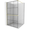 Mexen Kioto+ shower wall with shelf Walk-in 110 x 200 cm, black mesh, brushed gold - 800-110-121-55-77