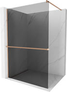 Mexen Kioto+ shower wall with Walk-in shelf 130 x 200 cm, graphite, brushed copper - 800-130-121-65-40