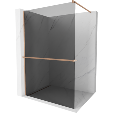 Mexen Kioto+ Walk-in Shower Wall with Shelf 140 x 200 cm, Graphite, Brushed Copper - 800-140-121-65-40