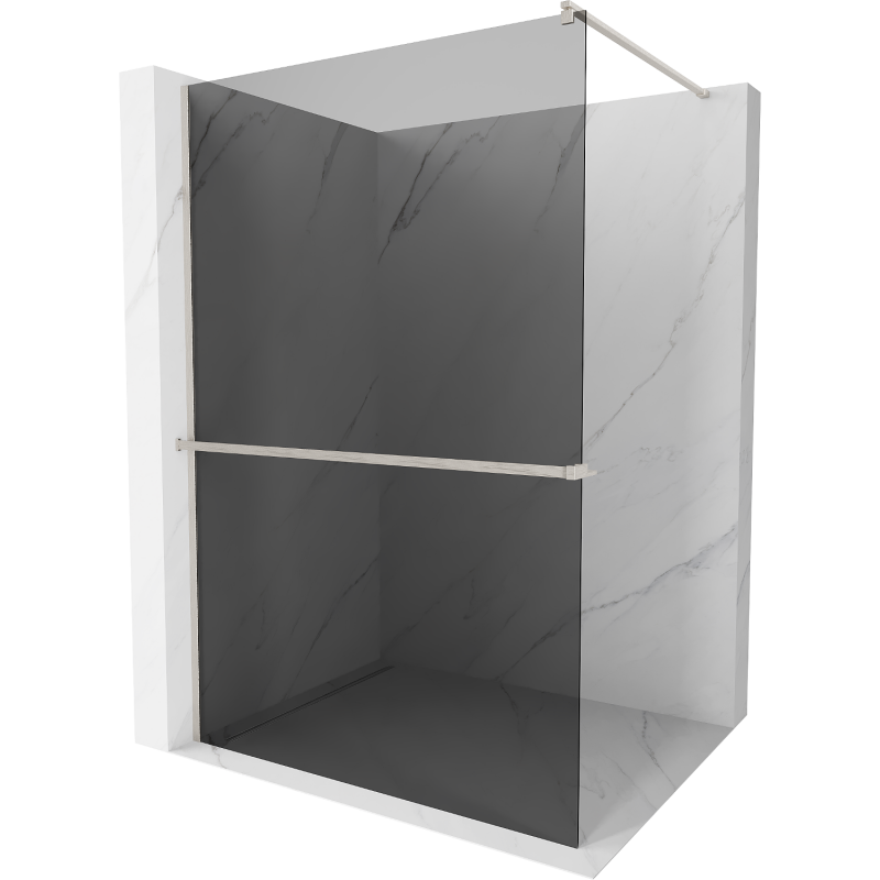 Mexen Kioto+ shower wall with shelf Walk-in 80 x 200 cm, graphite, brushed nickel - 800-080-121-97-40