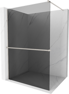 Mexen Kioto+ Walk-in Shower Screen with Shelf 120 x 200 cm, Graphite, Brushed Nickel - 800-120-121-97-40