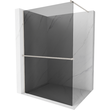 Mexen Kioto+ Walk-in Shower Wall with Shelf 130 x 200 cm, Graphite, Brushed Nickel - 800-130-121-97-40
