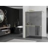 Mexen Kioto+ Walk-in shower wall with shelf 100 x 200 cm, graphite, brushed gold - 800-100-121-55-40