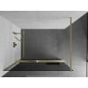 Mexen Kioto+ Walk-in shower wall with shelf 100 x 200 cm, graphite, brushed gold - 800-100-121-55-40