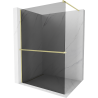 Mexen Kioto+ Shower Wall with Walk-in Shelf 110 x 200 cm, Graphite, Brushed Gold - 800-110-121-55-40